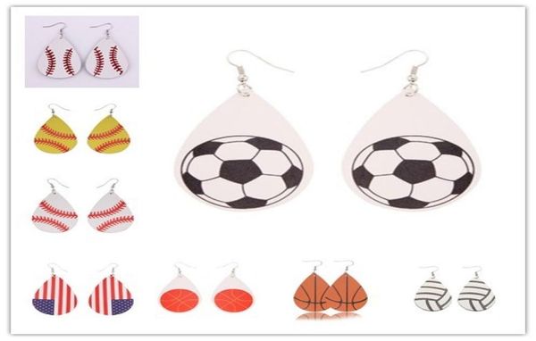 

new softball leather teardrop earrings soft ball baseball football volleyball basketball leaf leather teardrop earrings drop ear5942714, Silver