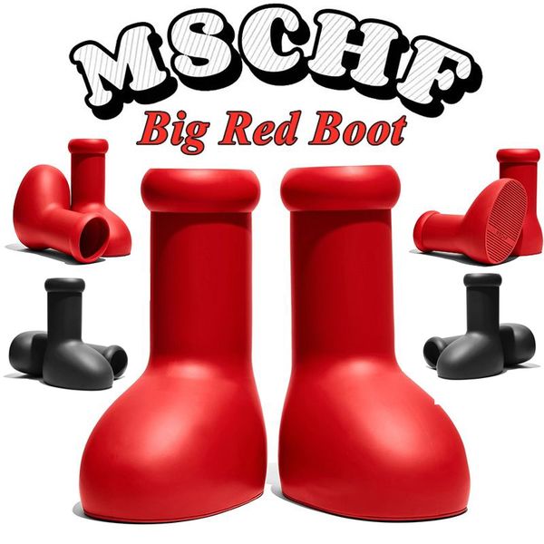 

2023 mschf astro boy boot big red boots men women over the knee fashion black rain thick bottom non-slip booties mens rubber designer platfo