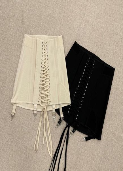 

cotton twocolor unique laceup fishbone high waist slim fit hip skirt 2103096910043, Black