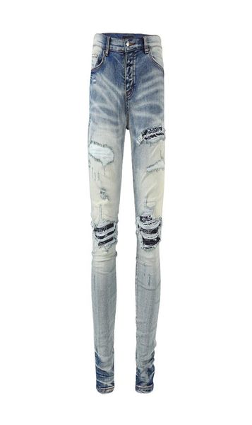 

mens jeans plus size european and american fashion hole patch printing casual slim feet tight mens teenagers2557890, Blue