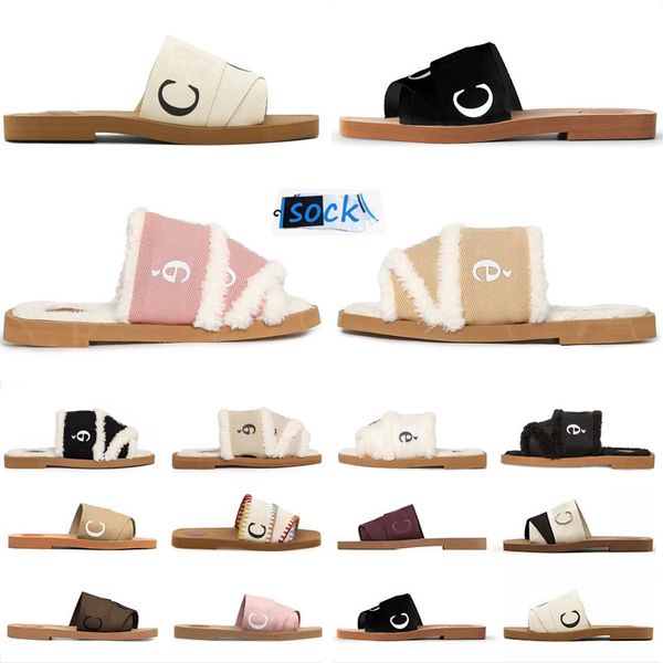 

winter woody cotton slippers sandals slides sliders for women mules flat slide white black pink lace lettering fabric canvas woman slipper s