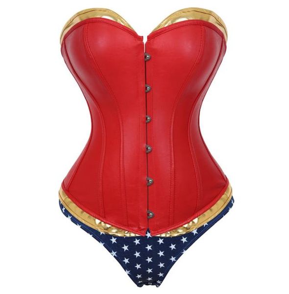 

women039s faux leather corset bustier costume with blue short cosplay costume plus size costumes red2234083, Black;white