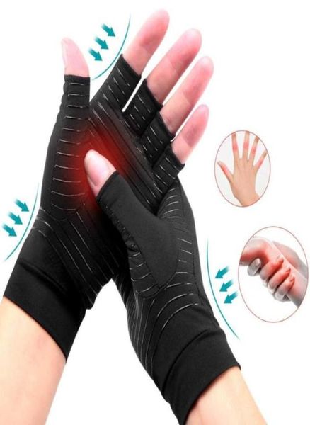 

wrist support 1 pair compression arthritis gloves joint pain relief women men antislip glove therapy for carpal tunnel typing587326502541, Black;red