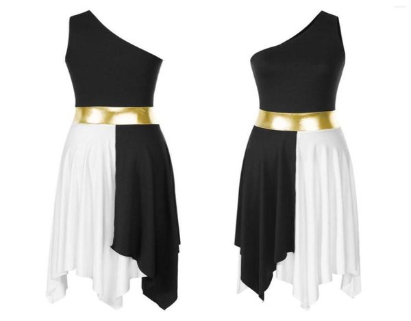 

stage wear women039s asymmetrical praise dance dress tunic sleeveless color block liturgical worship performance ballet3106675, Black;red