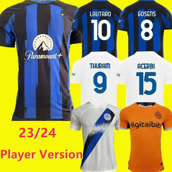 

23 24 lukaku third away soccer jerseys inter dzeko lautaro fans player 2023 2024 player version alexis correa barella milan football shirt u, Black;yellow