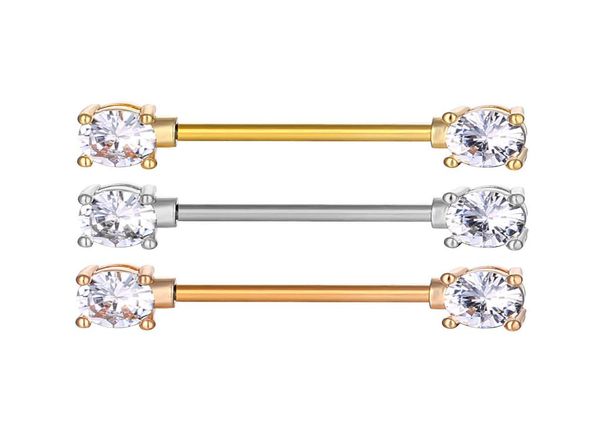 

d1016 zircon gem nipple ring 14ga 16mm length mix colors019214075, Silver
