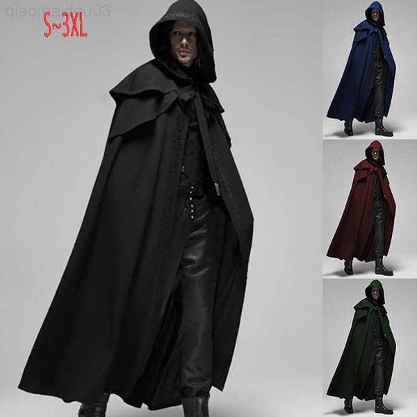 

theme costume halloween come death cosplay comes black hooded cloak scary witch devil role play cosplay long black cloak new l230804, Black;red