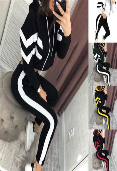 

womens casual fashion autumn long sleeved twopiece jogger set ladies fall tracksuit sweat suits256u8991463, Gray