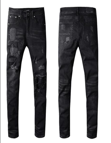 

2019 mens designer sticking cloth biker jeans slim fit motorcycle biker denim for men fashion designer hip hop mens jeans good qua7146211, Blue