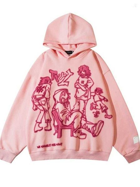 

women's hoodies streetwear harajuku y2k clothes japanese cartoon print casual loose punk gothic preppy style spring autumn sweatshirts, Black