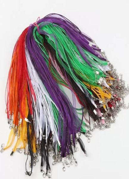 

organza voile ribbon necklaces 18quot chains jewelry diy jewelry findings components chain 100pcslot new mixed 22colors5773734, Silver
