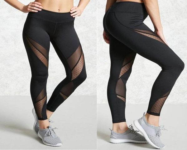 

women mesh sport leggings fitness yoga set pant elastic sport suit running tights gym yoga pants fitnes gym wear sprots clothing y3705477, White;black