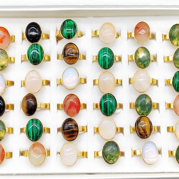 

wholesale crystal oval stone fashion jewelry gold plated stainless steel charm trendy ring for woman and man engagement party gift, Slivery;golden