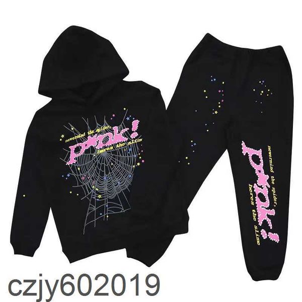 

designer sp5der children's hoodie young thug spider 555555 hoodies men and women transportation hoodie designer printing spider web tra, Black