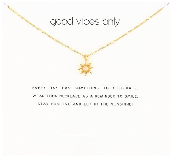 

chian choker necklaces with card gold silver sunshine pendant necklace for fashion women jewelry good vibes only5967301