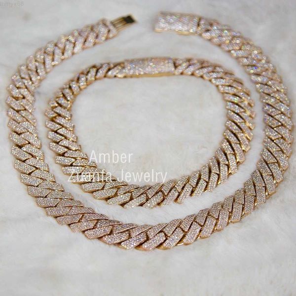 

custom 18mm 20mm necklace iced out jewelry diamond chains hip hop chain moissanite cuban link chain, Silver