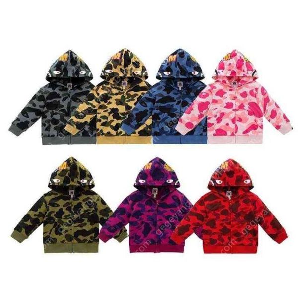 

kids hoodies zip up for children boys girls coats autumn clothing hooded camo sweatshirt wgm jackets6368671, Black