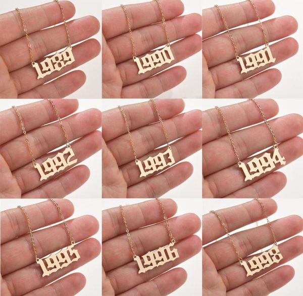 

new fashion year number necklaces gold long chain custom year 1989 to 2000 birthday gift for women4233790, Silver
