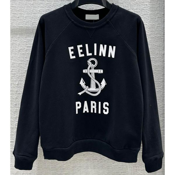 

8.6 casual fashion letter print crew neck long sleeve 100% cotton women's pullover sweatshirts, Black