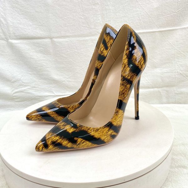 

leopard print red bottom shoes luxury brand pumps women pointed toes high heel shoes for show party club wedding plus size 44 45 red soled d, Black