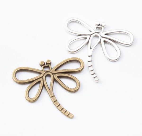 

50pcs 2830mm silver color dragonfly charms vintage bronze dragonfly pendant for necklace bracelet earring diy jewelry making9401824, Bronze;silver