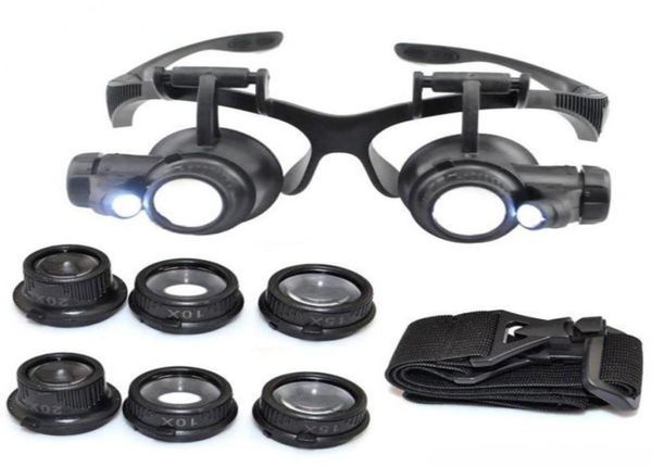

10x 15x 20x 25x magnifying glass double led lights eye glasses lens magnifier loupe jeweler watch repair tools85907297655879
