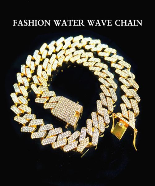 

fashion decorative necklace 20mm three row diamond miami cuba chain full of zircon men039s hip hop4435547, Silver