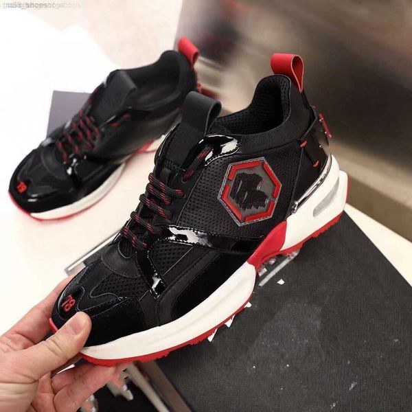 

designer shoes fashion luxury shoes men's leather lace up platform oversized sole sneakers casual size size 38-45, Black