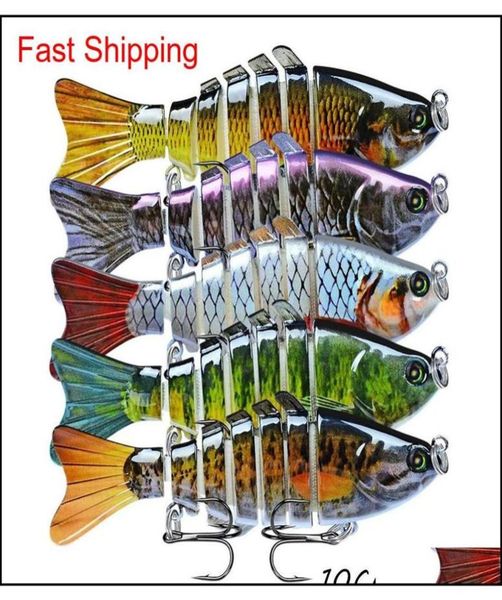 

5pcs lot multisection fish hard baits lures 15 color mixed 10cm 15 5g 6 hook fishing hooks pesca fishing tackle accessories wa8976013