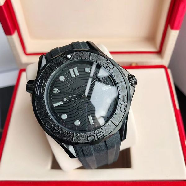 

sea 300 aaa 3a quality watches 42mm men sapphire glass rubber with gift box automatic mechanical jason007 master watch 01-3, Slivery;black