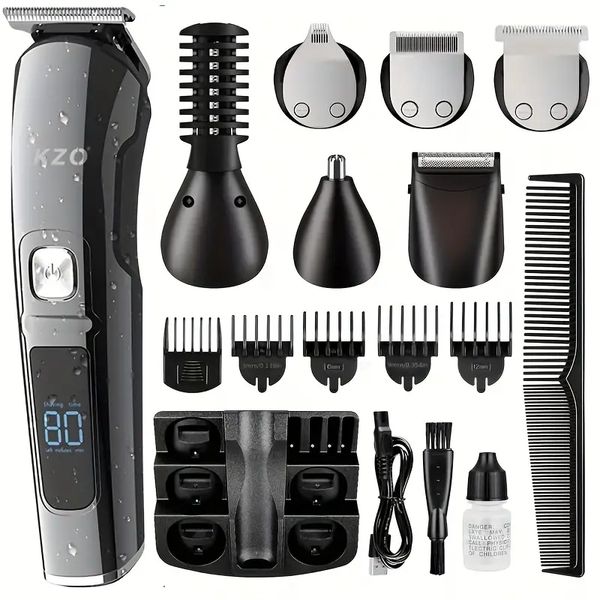 

beard trimmer for men beard trimming kit with hair clippers, electric razor, waterproof mustache, face, nose, ear, balls, body shavers