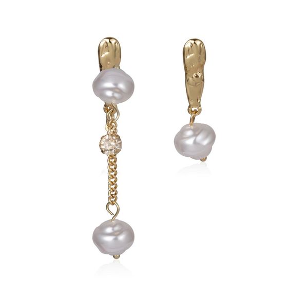 

ingesightz irregular imitation pearl drop dangle earrings matte gold color geometric long hanging earrings for women jewelry3573497, Silver
