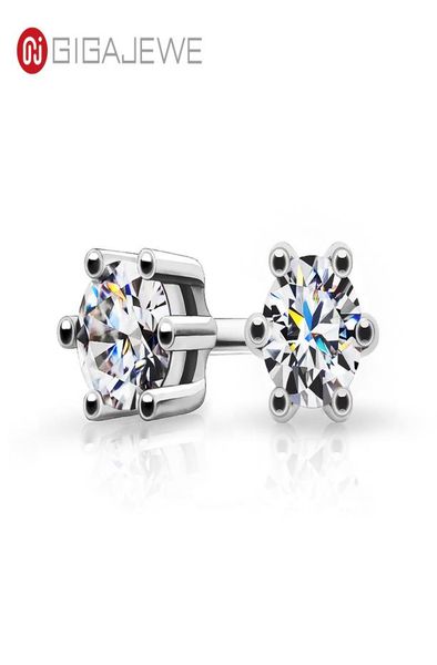 

fine jewelry stud gigajewe moissanite total 02ct 3mm round cut vvs1 925 silver earrings diamond test passed fashion love token wo3520119, Golden;silver