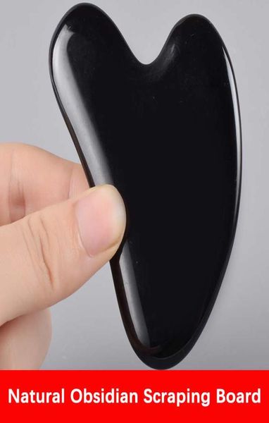 

natural obsidian gua sha board black jade stone body facial eye scraping plate acupuncture massage relaxation health care9525442