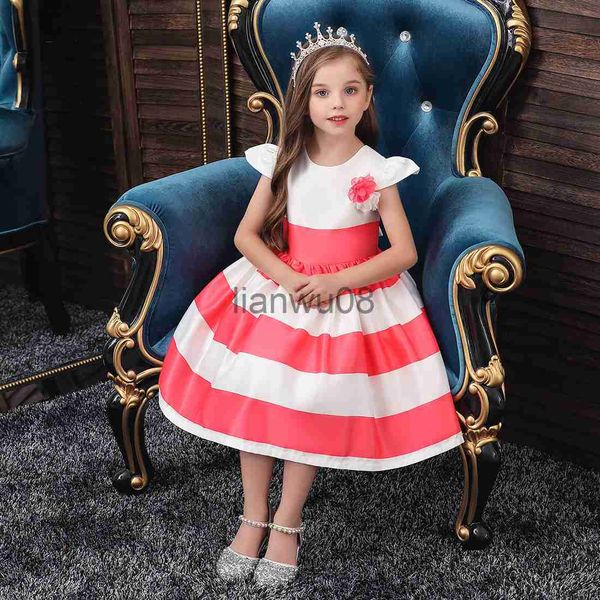 

girl's dresses 210 year old girls knee length sleeveless round neck girls' skirt pink lovely children's bridesmaid dress x080, Red;yellow