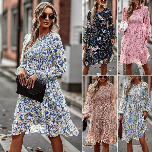 

research and development round collar temperament casual dress spring autumn womens wear, Black;gray