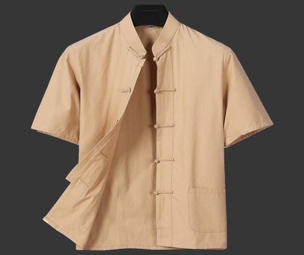

chinese traditional men mandarin collar tai chi tang summer casual short sleeve 100 cotton kung fu shirt plus size 3xl 4xl7370953, White;black