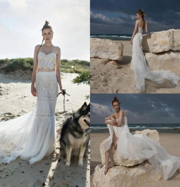 

limor rosen 2019 two pieces mermaid wedding dresses lace appliqued beads bridal gowns vestido de novia boho bohemian wedding dress6472078, White