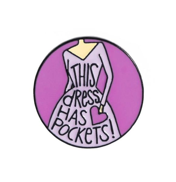 

cartoon letter this dress have pocket brooch pins purple enamel brooches for girls gift jewelry button collar alloy badges denim s2127190, Gray