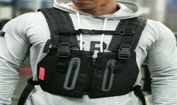 

reflective tactical vest men outdoor protective chest bags exercise rig bag hip hop streetwear men training clothing backpack wais5251531, Black;green