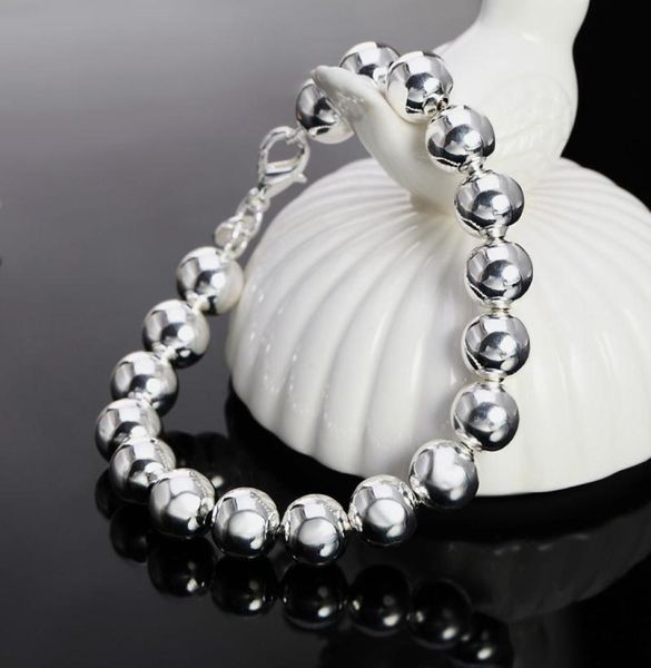 

beaded strands 925 sterling silver 4mm smooth bead bracelet suitable for women039s personality fashion wedding engagement part5038994, Black