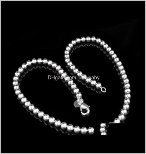 

beaded pendants drop delivery 2021 jewelry with 6mm 4mm sterling sier ball number 8mm 10mm sliver 925 solid round chains necklaces3371481, Silver