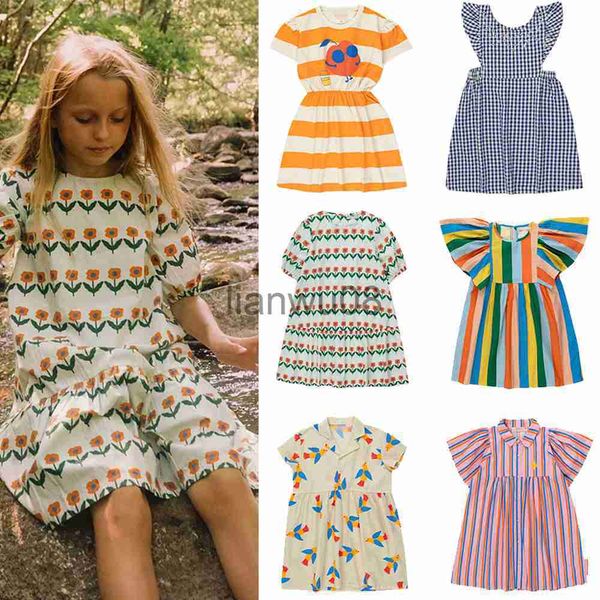 

girl's dresses 2023 new summer tc kids girls dresses short sleeve children dress cartoon pattern brand designer clothing x0806, Red;yellow