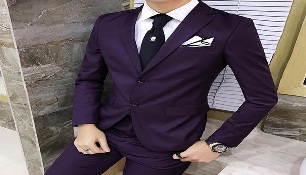 

men039s suits blazers men39s purple suit fashion british style slim solid color business highgrade gentleman leisure two5995447, White;black