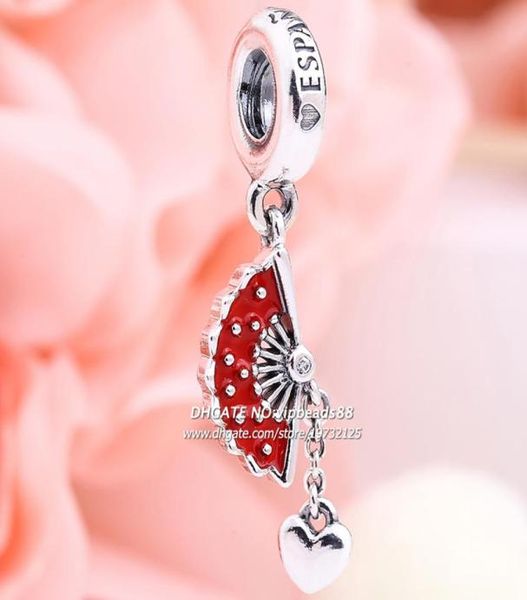 

2019 spring release sterling silver spanish flag dangle charm with enamel clear cz charm beads fits european p bracelets2242047