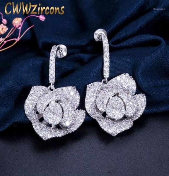 

stud cwwzircons fashion brand women jewelry cubic zirconia setting large flower earrings art deco party prom accessories cz24619217768, Golden;silver