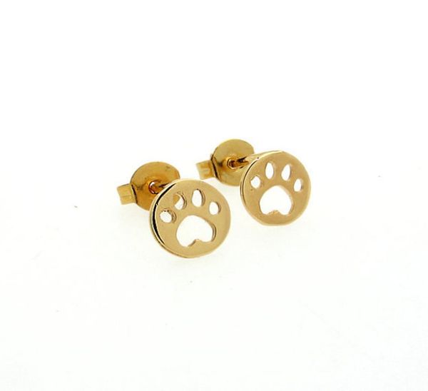 

10pairs s023 gold silver cute tiny bear paw stud earrings panda palm earrings decoupage round canine dog paw mark print earring4636319, Golden;silver
