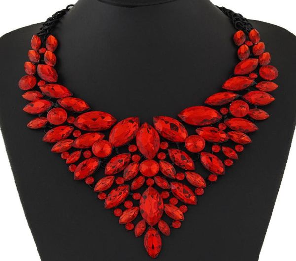 

2020 big women collier femme necklaces pendant blue red yellow rose statement bijoux new crystal jewelry choker maxi boho vintage 2125185, Golden;silver