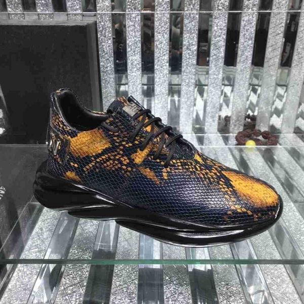 

philipps pleins star pp italian original skull latest end casual white sports men's shoes leather comfortable us7-11, Black