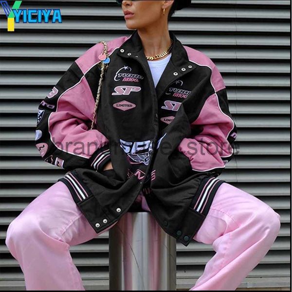 

women's jackets yiciya jacket bomber women new outerwear oversize patchwork y2k vintage varsity baseball jackets racing american jacket, Black;brown